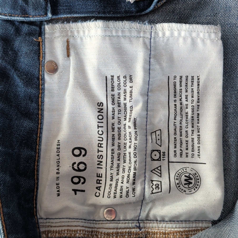 Gap 1969 Real Straight Leg Denim Jeans 28R Dark Wash Blue Pockets - Picture 8 of 16
